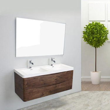 Eviva Smile 48″ Wall Mount Modern Double Sink Bathroom Vanity w/ White Integrated Top Bathroom Vanity Eviva